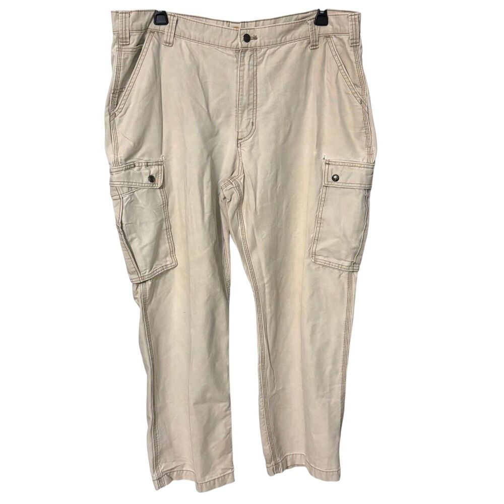 Carhartt Relaxed Fit Cargo Pants 42x30 Beige Canvas Work Utility Pants